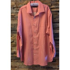 Rochester Men's Dress Shirt 19 34/35‎ Egyptian Cotton Non-Iron Pink Button Up
